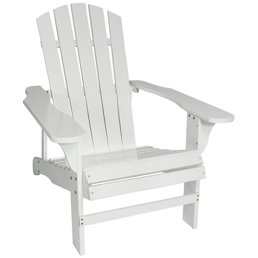 Sunnydaze Decor Coastal Bliss White Wooden Adirondack Chair IEO885