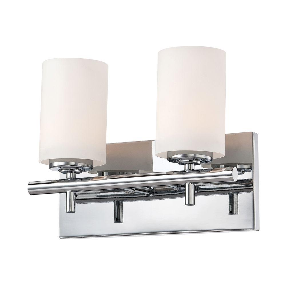 Titan Lighting Barro 2 Light Chrome Vanity With White Opal Glass