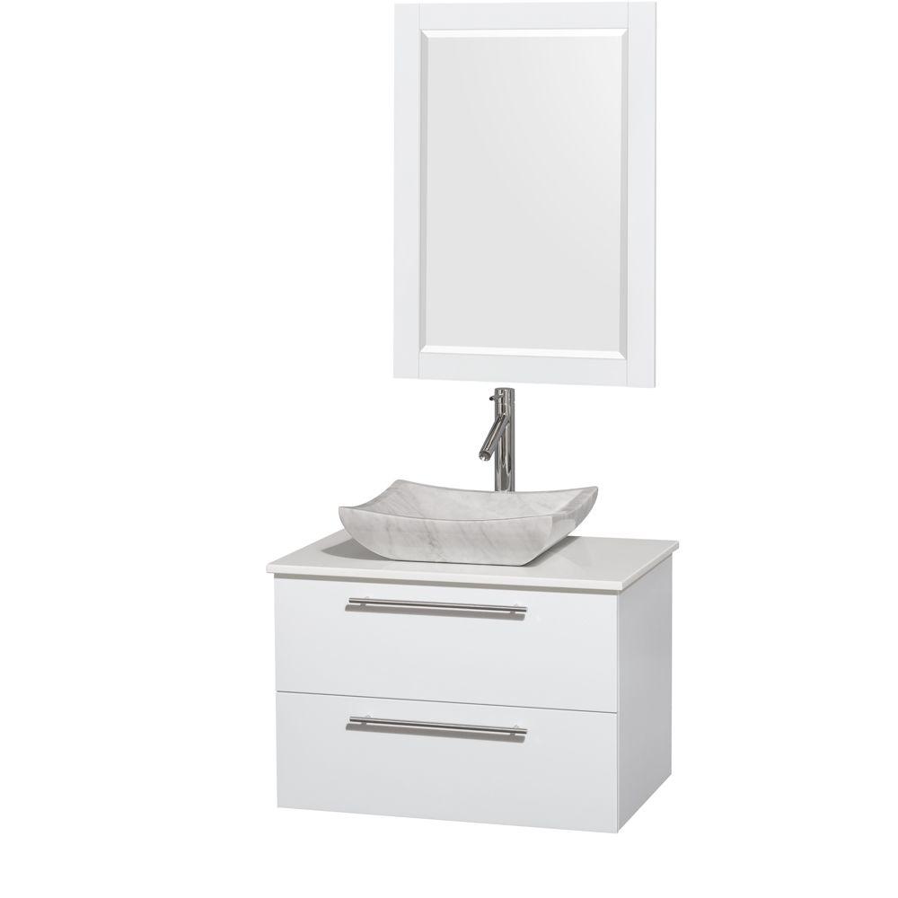 Wyndham Collection Amare 30 In Vanity Glossy White With Solid Wyndham Collection Amare 30 In Vanity Glossy White With Solid Surface Top