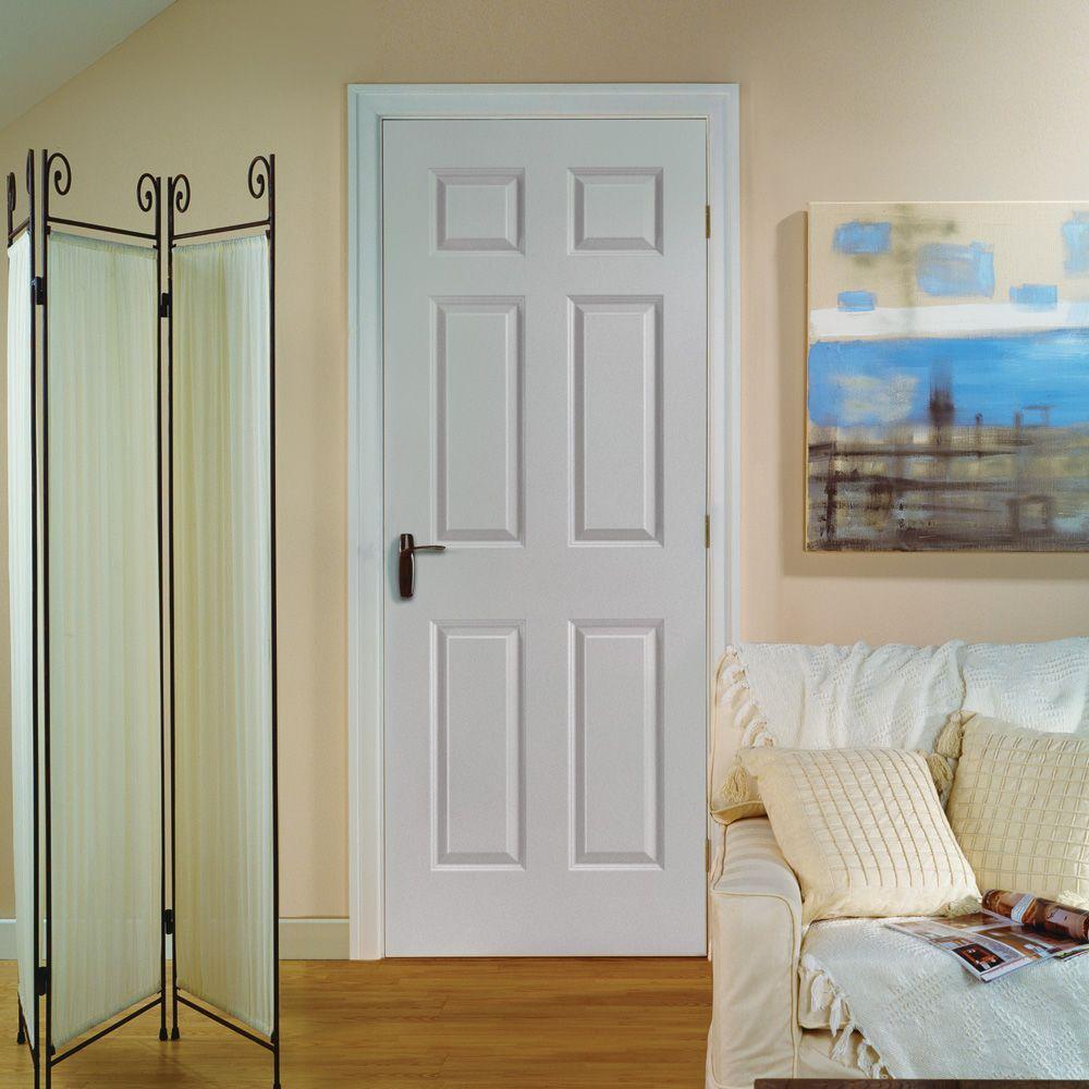 Masonite 28 In X 78 In Textured 6 Panel Hollow Core Primed Composite Interior Door Slab 439667 The Home Depot