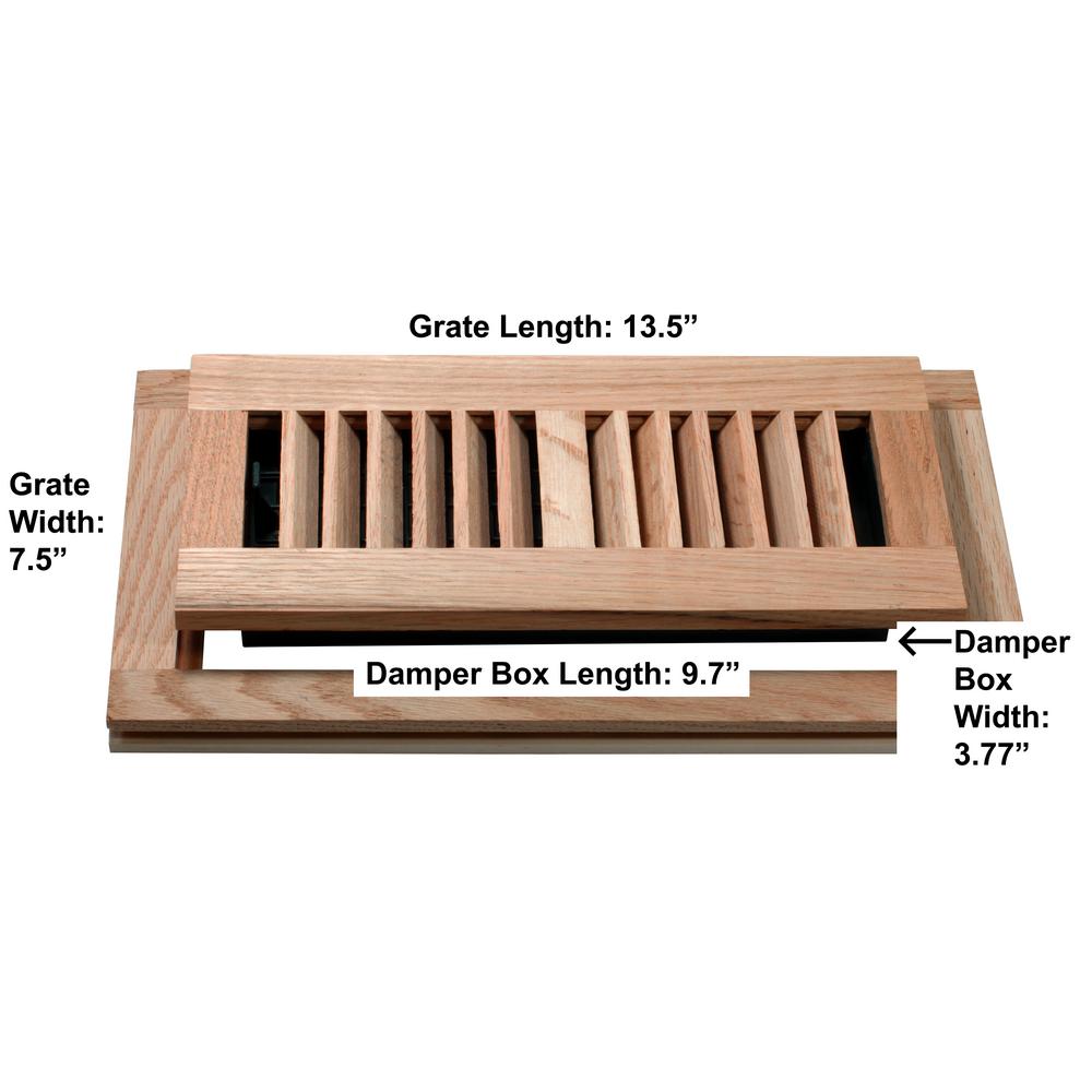 Decor Grates 4 In X 10 In Wood Natural Oak Louvered Design Flush Mount Floor Register Wlf410 N The Home Depot