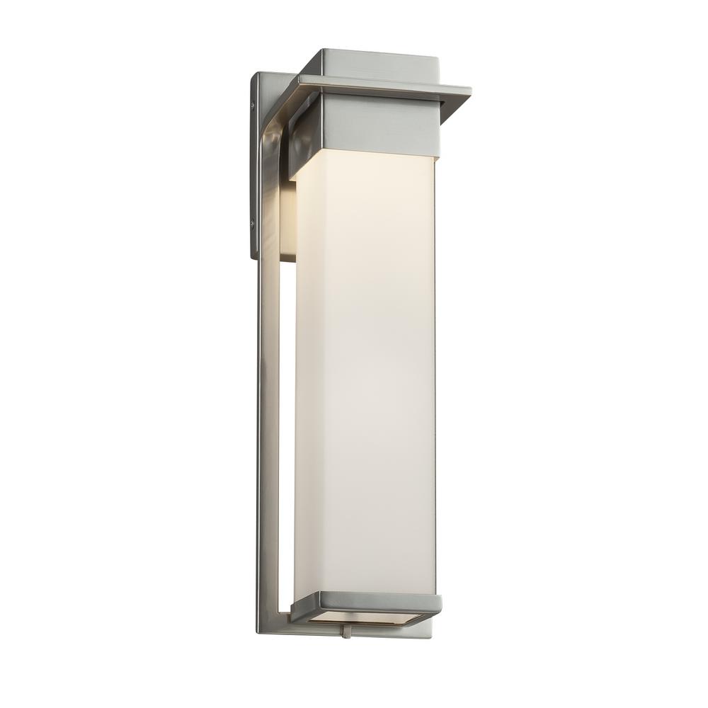 Justice Design Fusion Pacific Brushed Nickel LED Outdoor Wall Lantern