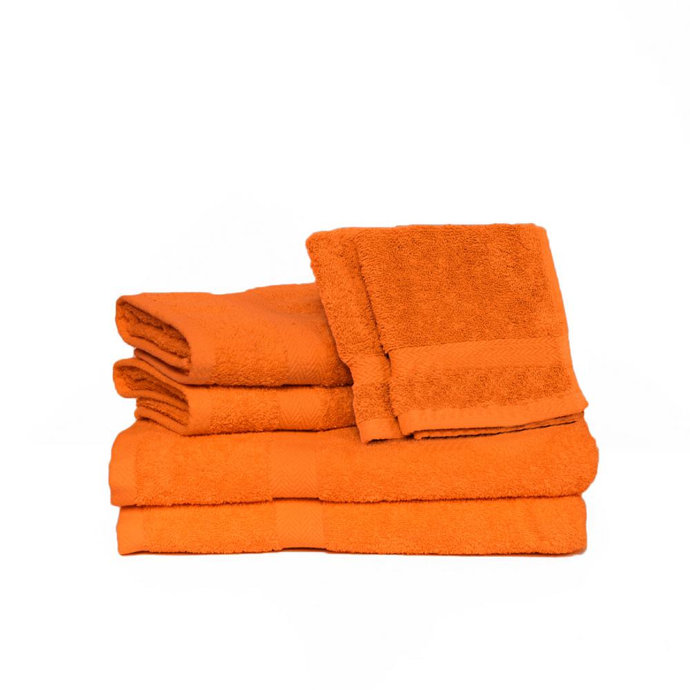 Espalma Deluxe 6 Piece Cotton Terry Bath Towel Set In Orange 843501   Orange Espalma Bath Towels 843501 64 600 