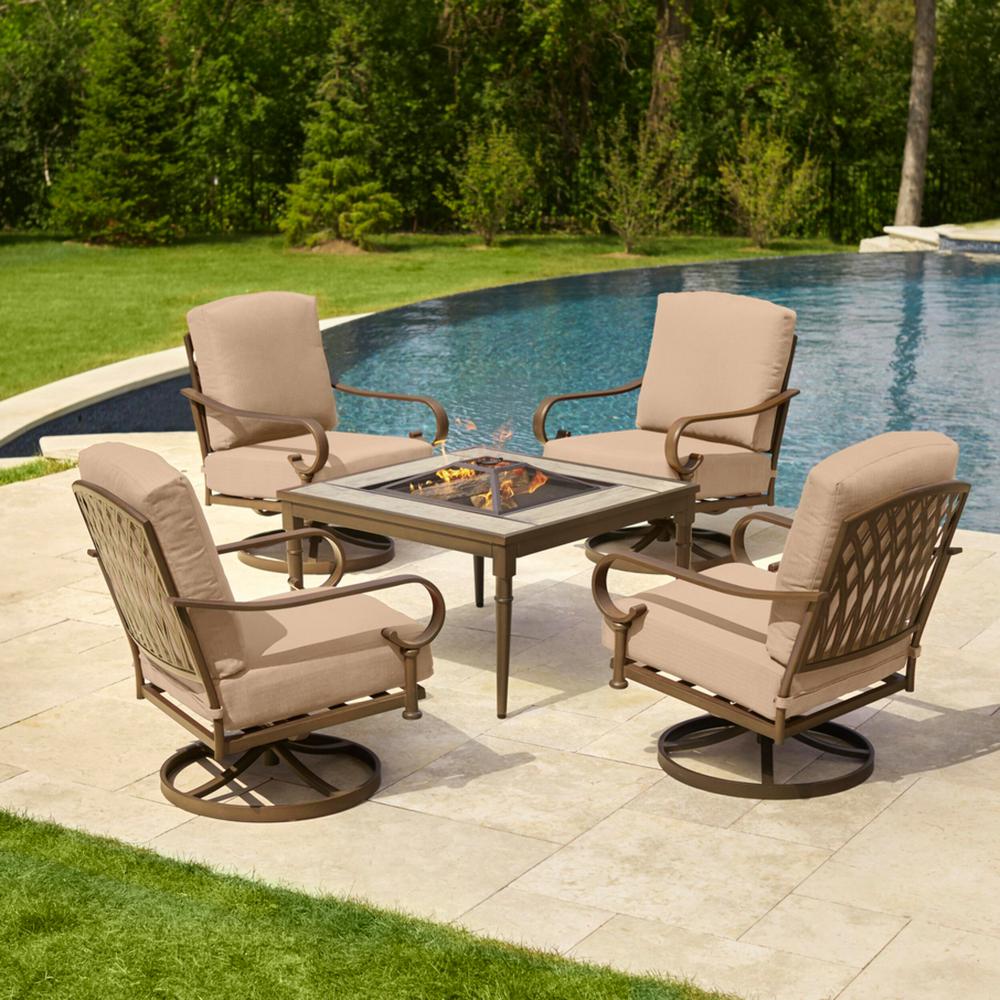 Hampton Bay Oak Cliff Brown 5 Piece Steel Outdoor Patio Fire Pit - Patio Furniture With Fire Pit Home Depot Hampton Bay Oak Cliff Brown 5 Piece Steel Outdoor Patio Fire Pit - Patio Furniture With Fire Pit Home Depot