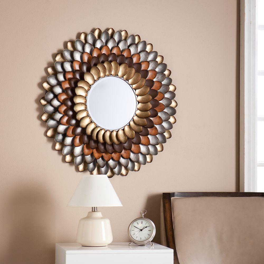 Round Mirrors Wall Decor The Home Depot W Metallic Frame Mirror
