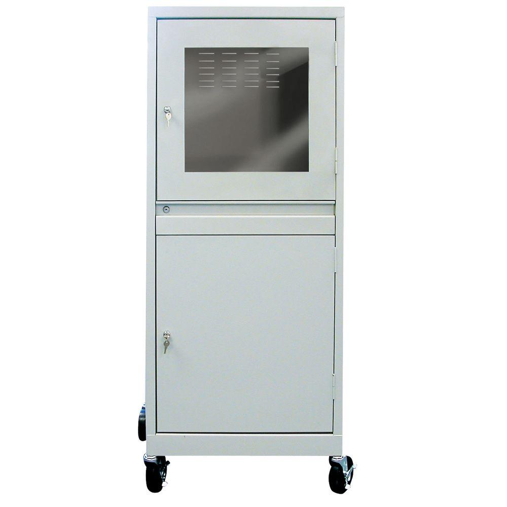 Sandusky 26 inch L x 24 inch D x 63 inch H Steel Mobile Computer Security Cart by Sandusky