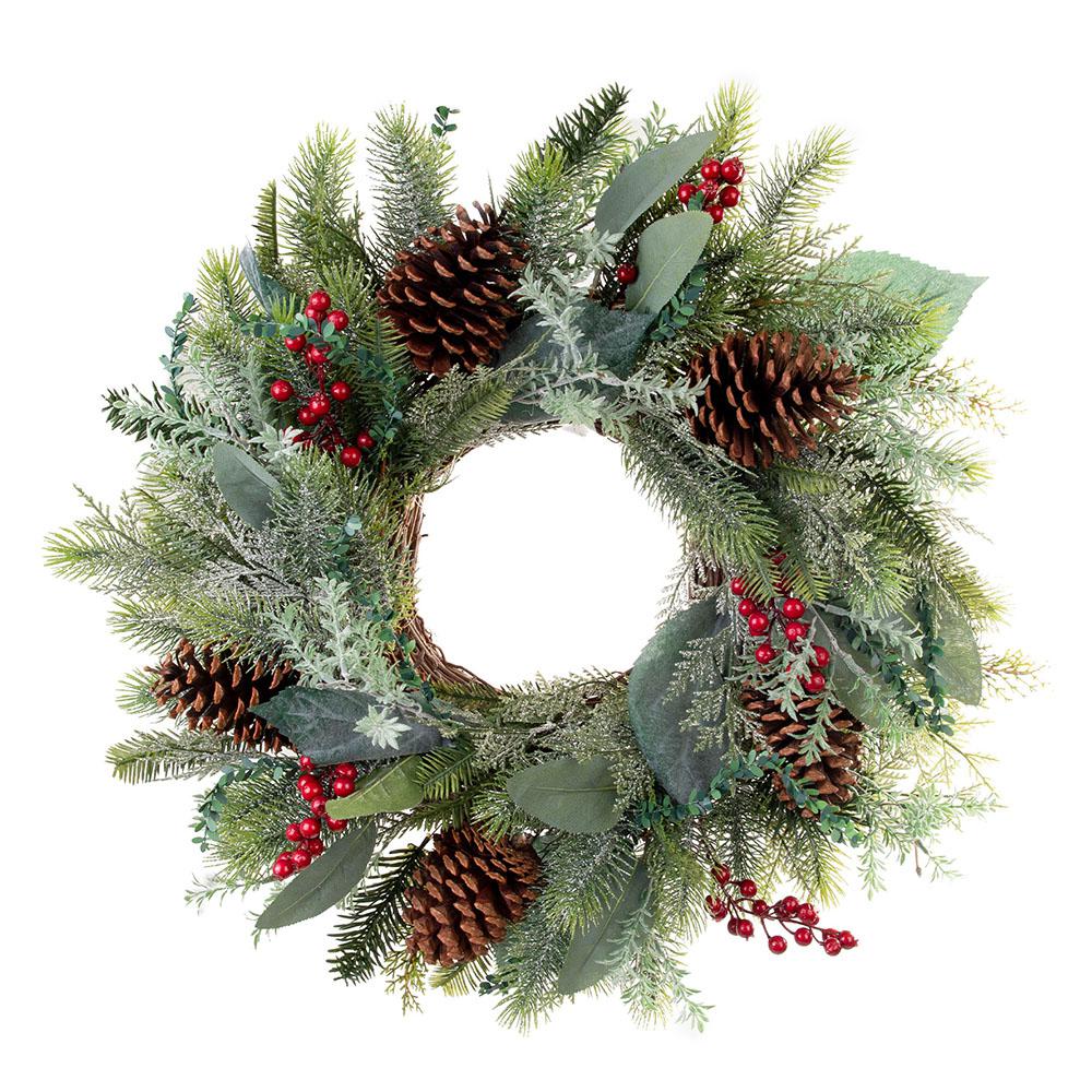 Village Lighting Company 24 In Winter Frost Wreath V 20678 The Home Depot