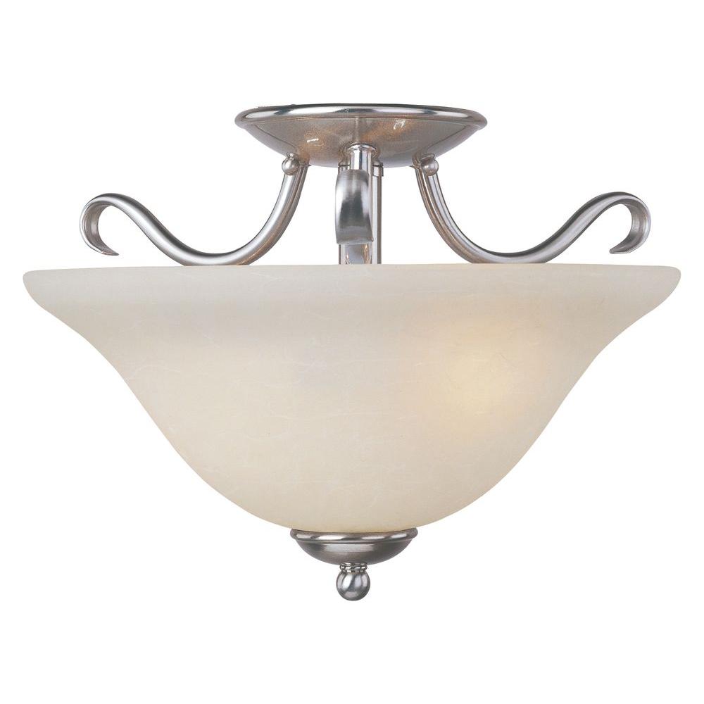 Maxim Lighting Basix Ee 2 Light Satin Nickel Semi Flush Mount Maxim Lighting
