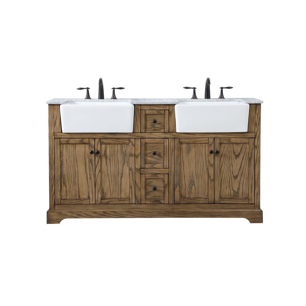 Timeless Home 60 in. W x 22 in. D x 34.75 in. H Double Bathroom Vanity Side in Driftwood