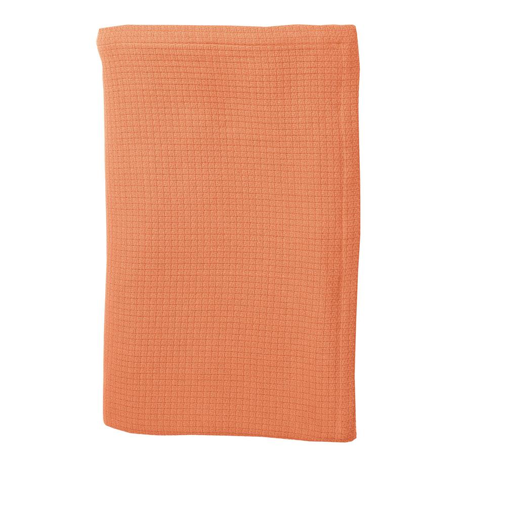 UPC 800000000068 product image for The Company Store Cotton Weave Tangerine Solid Full Woven Blanket, Orange | upcitemdb.com