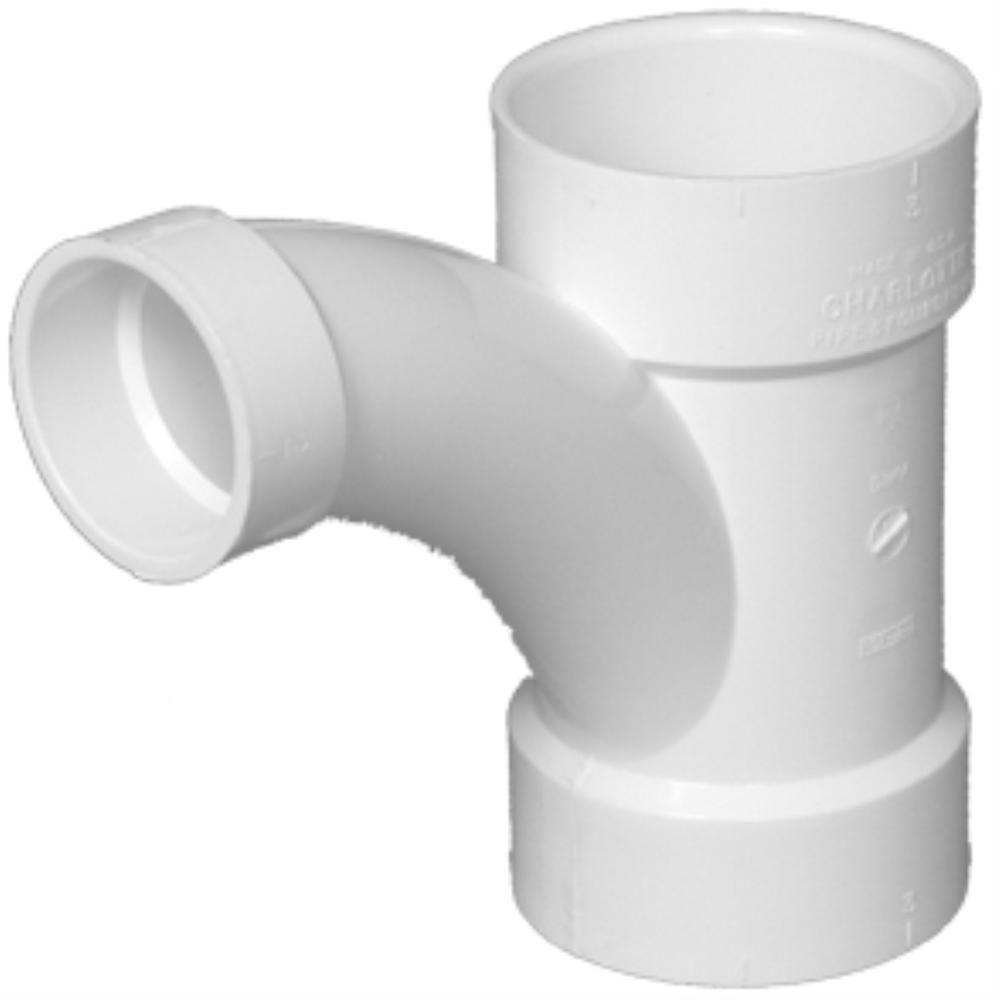 Charlotte Pipe 4 in x 4 in x 3 in DWV PVC Comb Wye and 