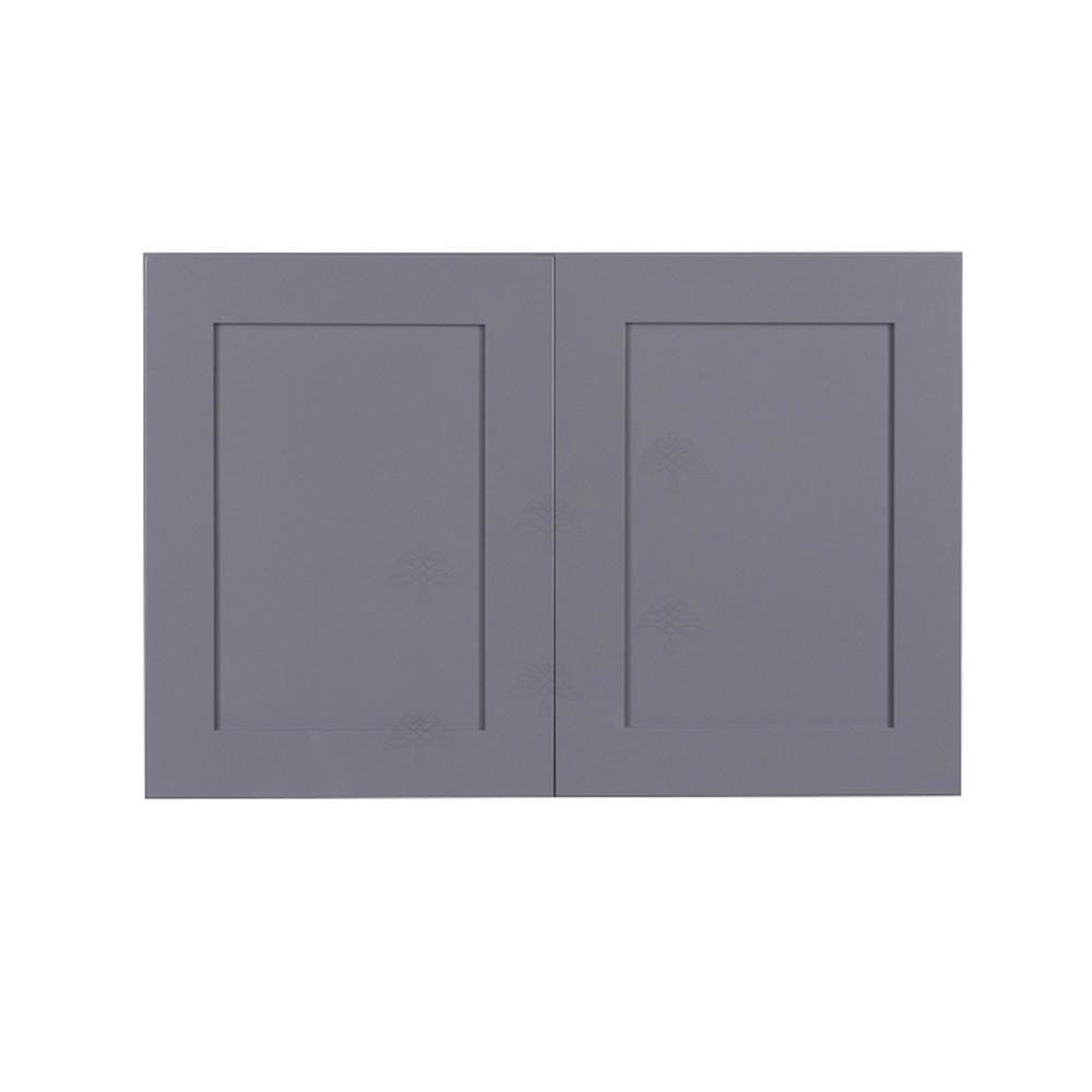 Lifeart Cabinetry Shaker Assembled 36x24x24 In 2 Door Wall Cabinet With 1 Shelves Gray
