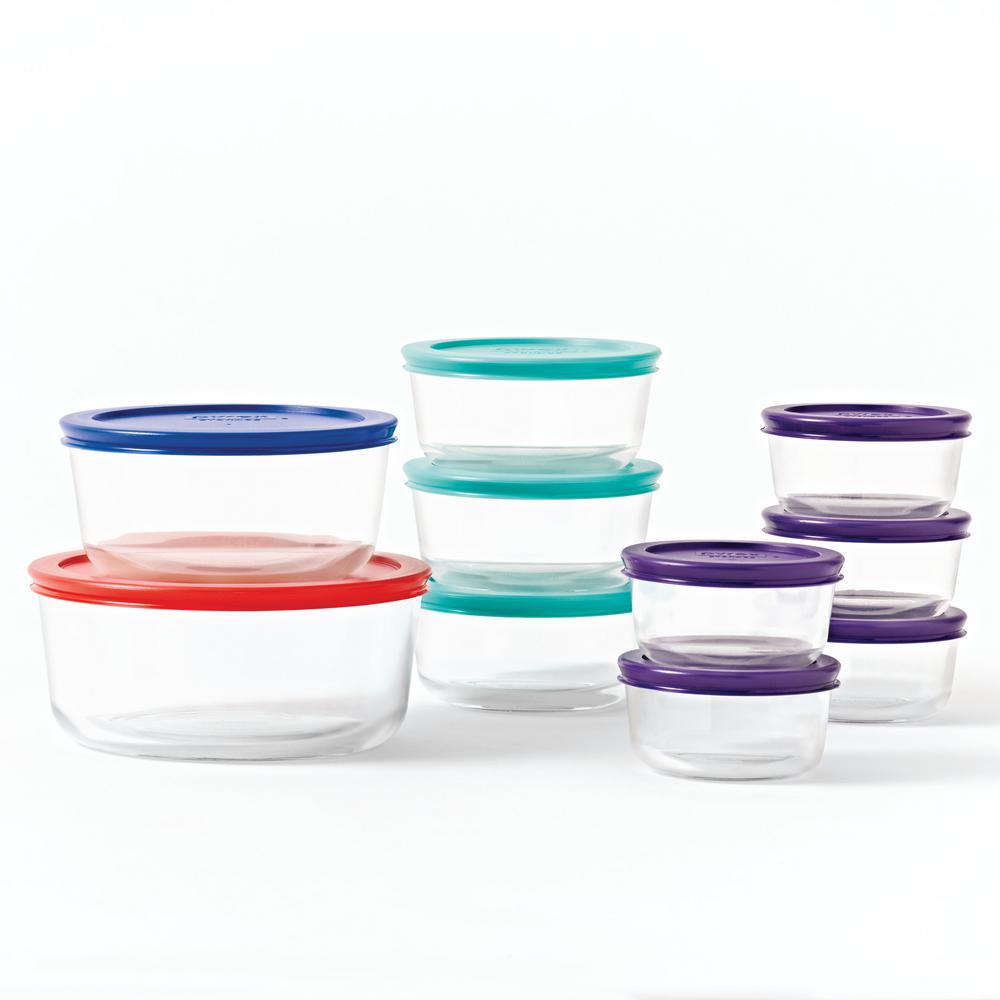 Pyrex 20 Piece Kitchen Glass Food Storage Set Lunch Box Container Microwave Safe