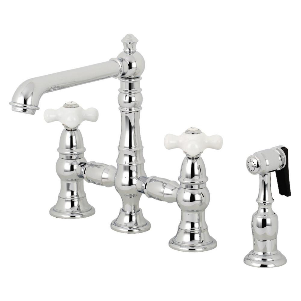 KOHLER Artifacts 2Handle Bridge Kitchen Faucet with Prong Handles and