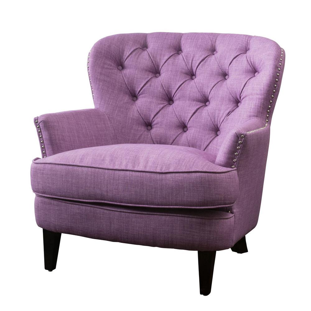 noble house tafton light purple fabric tufted club chair7326  the home  depot