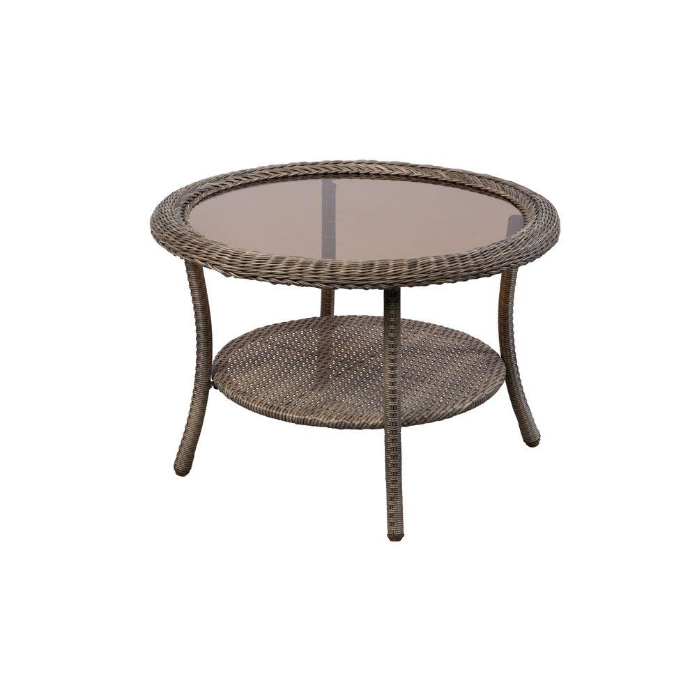 Outdoor Coffee Tables - Patio Tables - The Home Depot Spring Haven Grey Round Wicker Outdoor Patio Coffee Table - Outdoor Coffee Tables - Patio Tables - The Home Depot