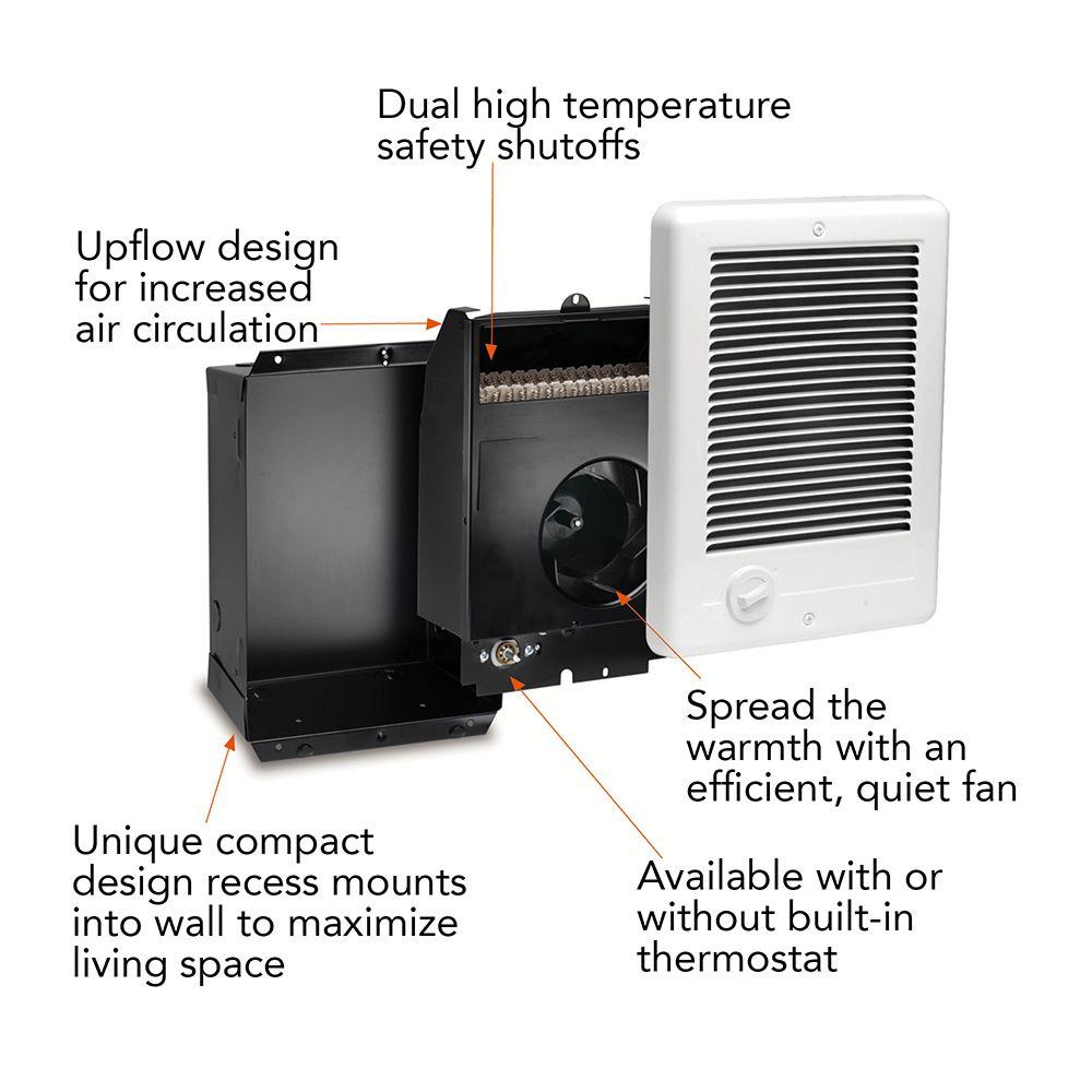 2,000-Watt 240-Volt Fan-Forced In-Wall Electric Heater Com-Pak in White