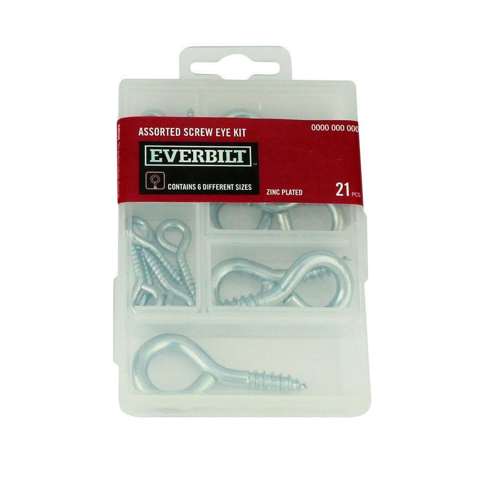 Everbilt Zinc-Plated Assorted Screw Eye Kit (21-Piece)-803364 - The ...