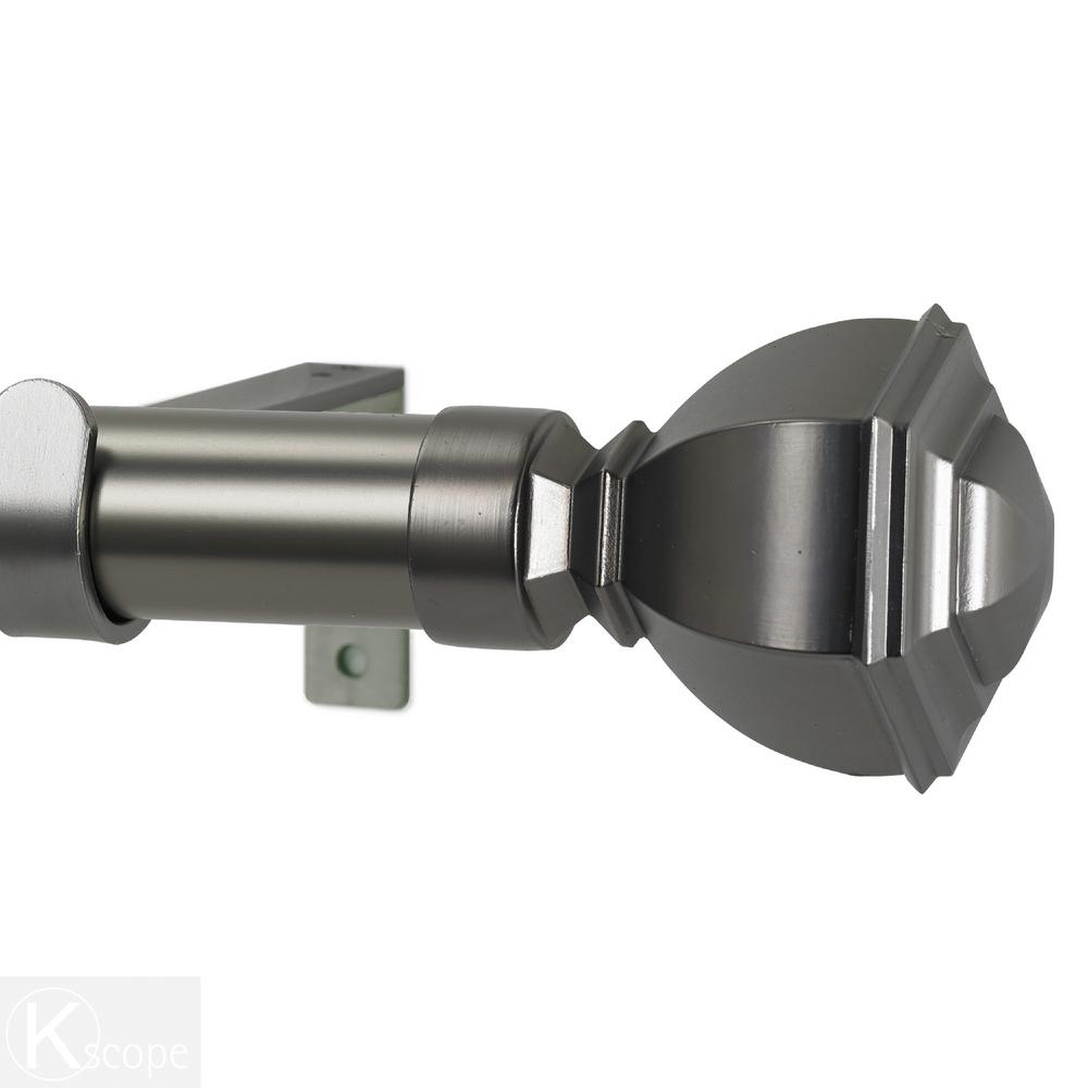 Art Decor 120 In Non Adjustable 1 1 8 In Single Window Curtain Rod Set In Gun Metal With Venice Finial Haa10708 Gm The Home Depot