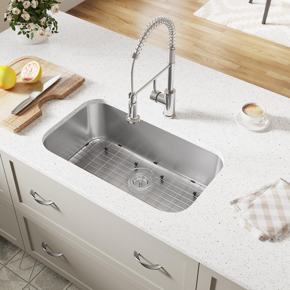 MR Direct Undermount Stainless Steel 30 in. Single Bowl Kitchen Sink in 16 Gauge Single Bowl Stainless Steel Kitchen Sinks