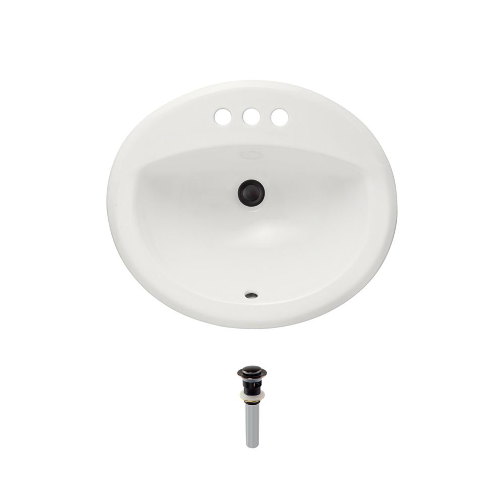 MR Direct Overmount Porcelain Bathroom Sink in Bisque with PopUp Drain