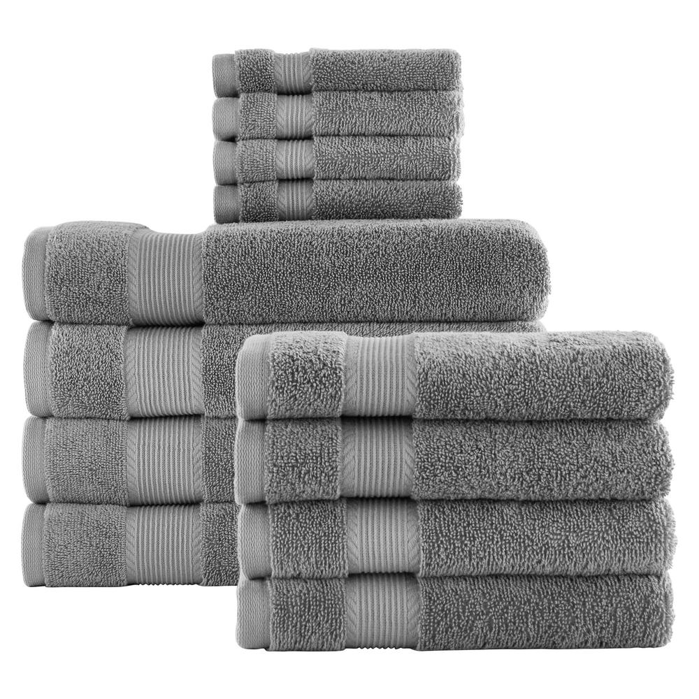 12-Piece Hygrocotton Towel Set in Stone Gray