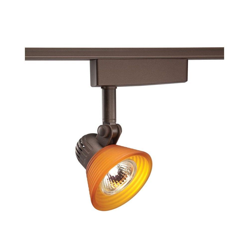 Juno TracLites LowVoltage Bronze Light with AmberFrost Step Glass