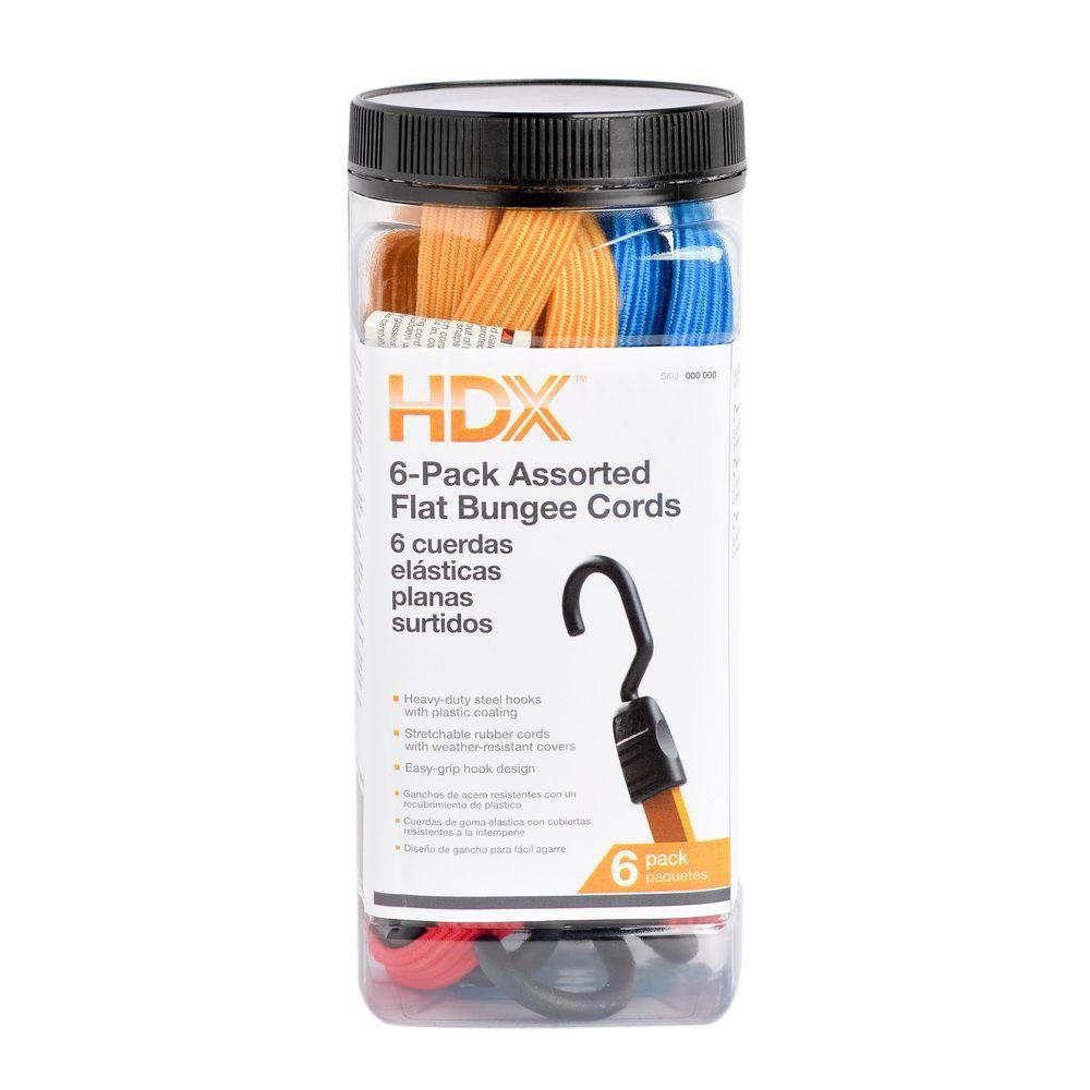 HDX Flat Bungee Cord Assortment (6-Piece)-JB6FSB - The Home Depot