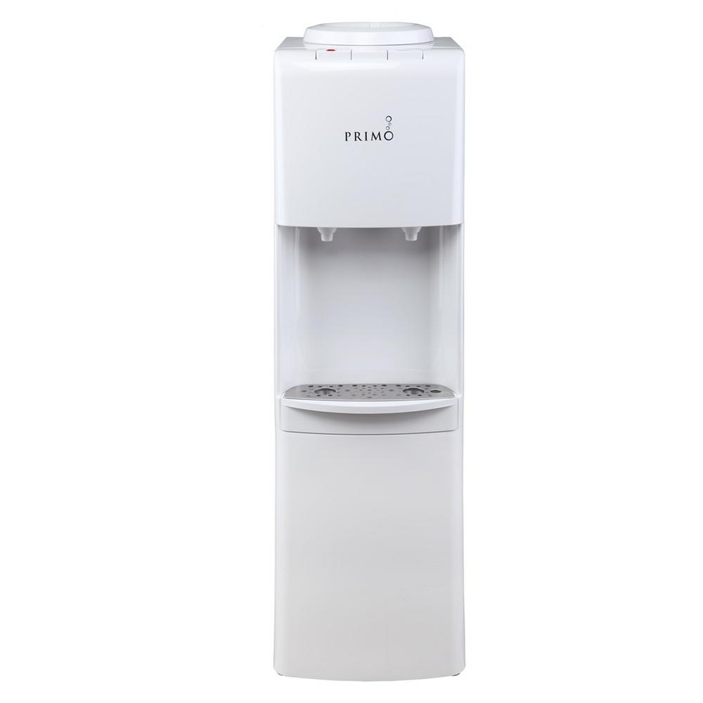 primo white 2 spout bottom load hot and cold water cooler dispenser