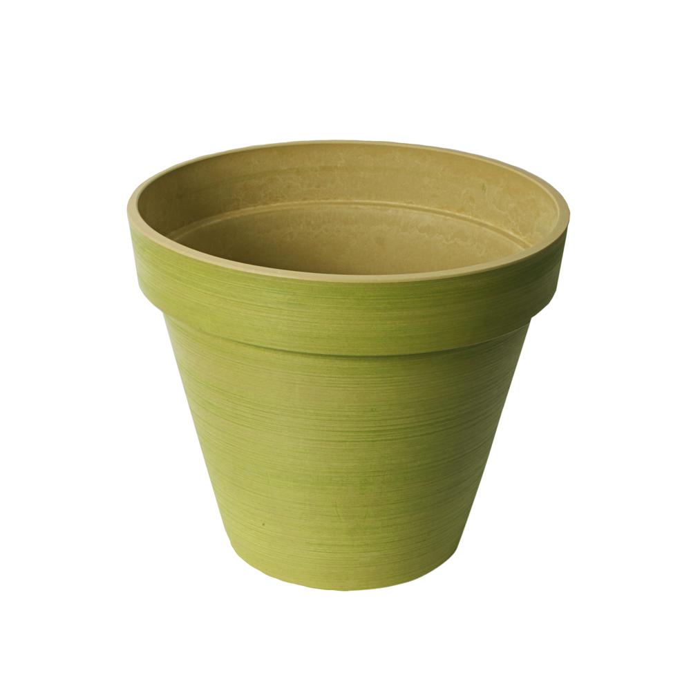 Self Watering Mid Century Modern Plant Pots Planters The H Polystone Spun Green Round Band Planter Pot