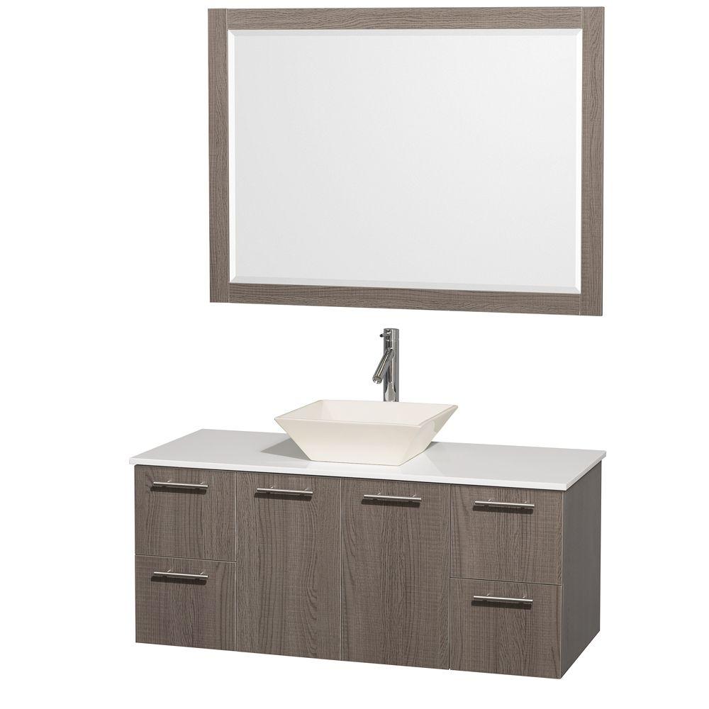 Wyndham Collection Amare 48 In Vanity Grey Oak With Man Made Amare 48 In Vanity Grey Oak