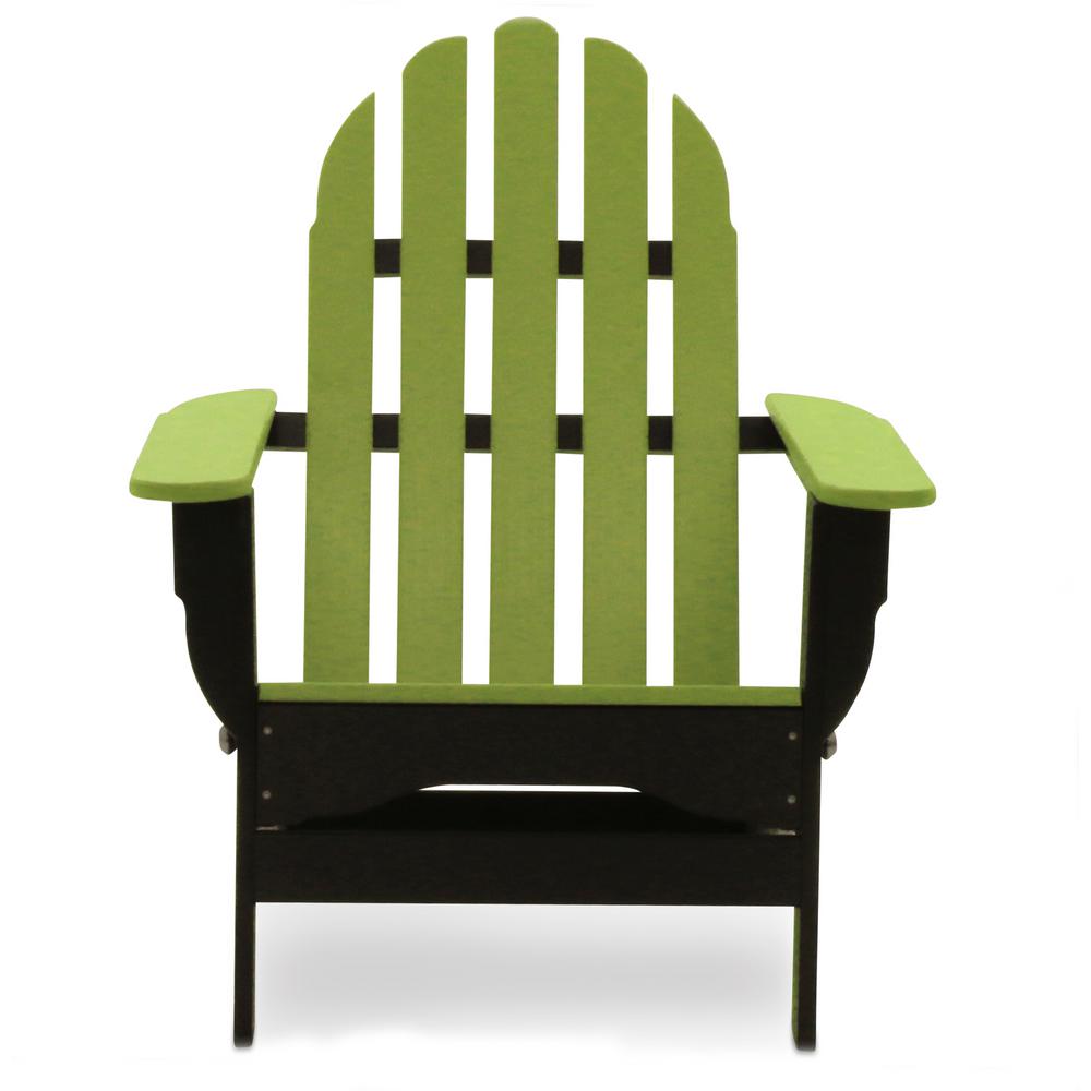 DUROGREEN Icon Black and Lime Plastic Folding Adirondack 