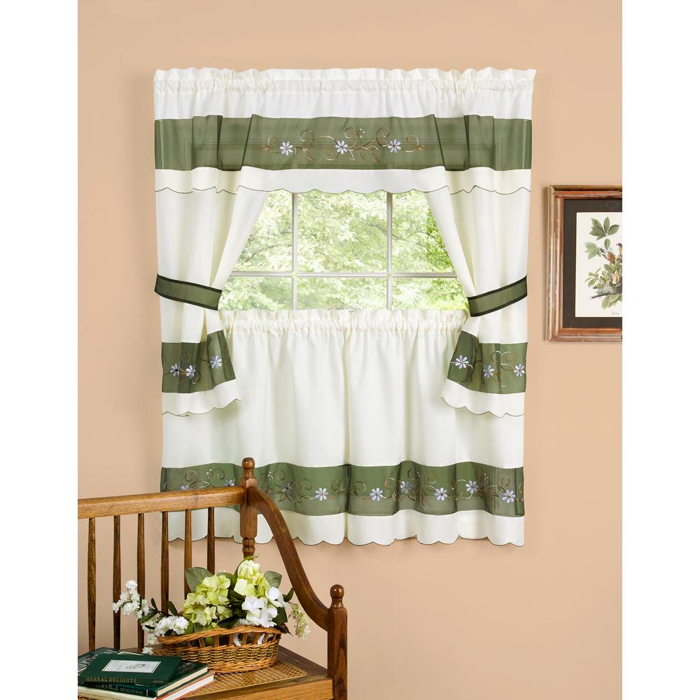 Achim Sheer Berkshire 36 in. L Polyester Window Curtain Set in Green