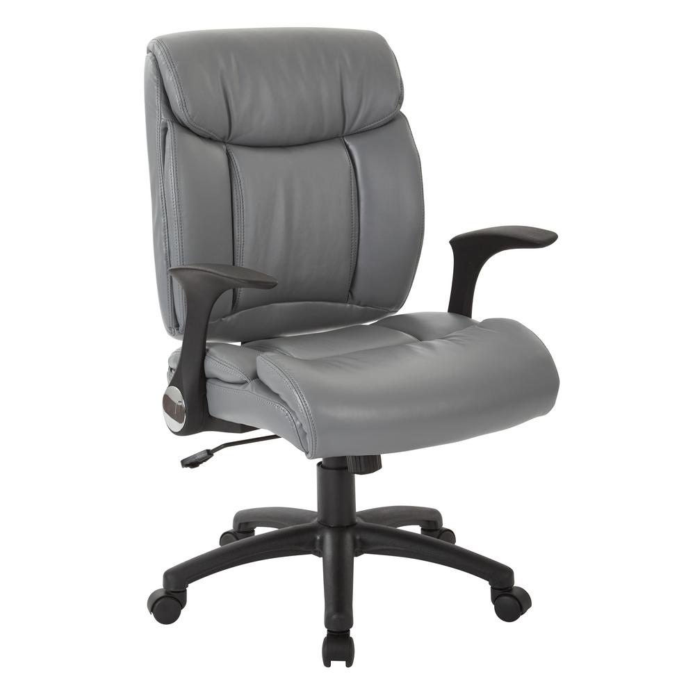 Office Star Products Charcoal Grey Faux Leather Managers Chair with