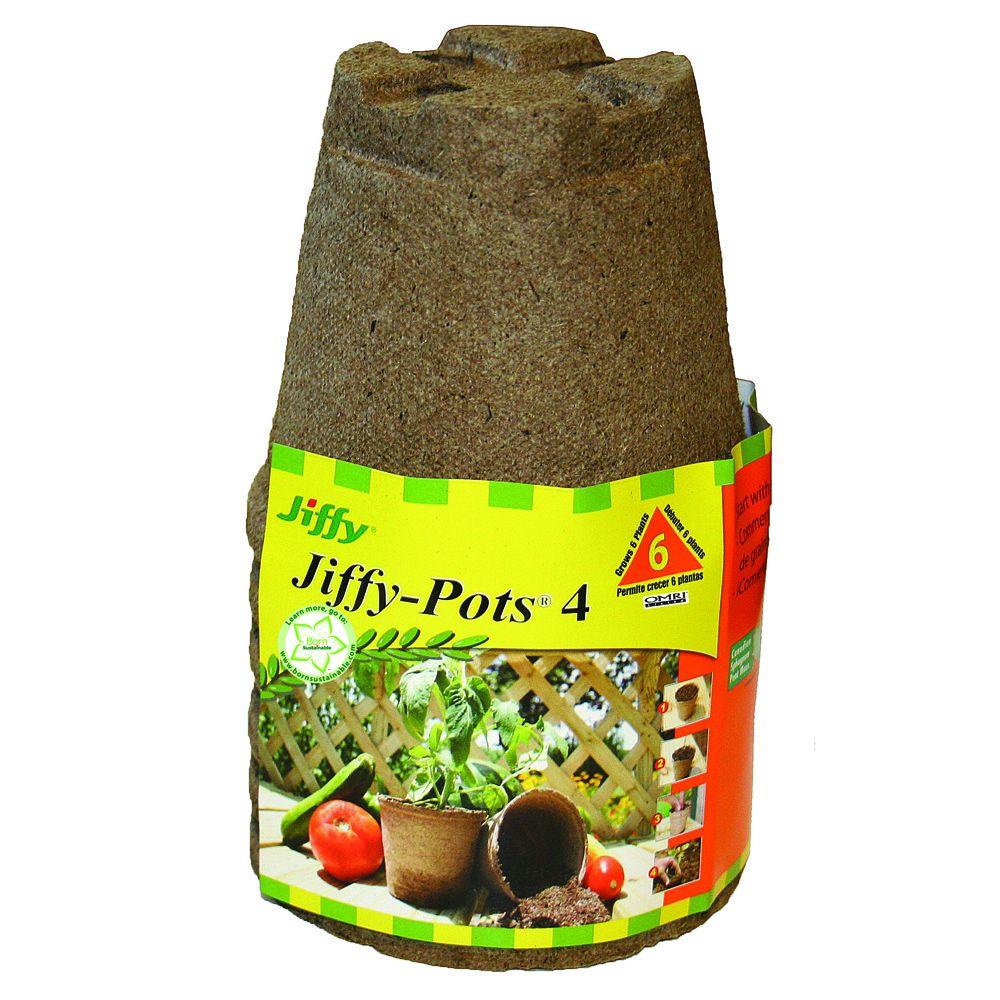 Jiffy 4 in. Round Peat Pots (6Pack)JP40628H The Home Depot