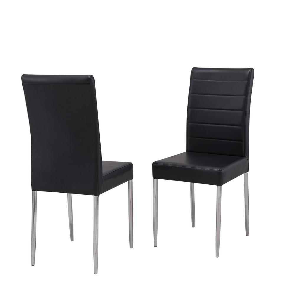 Faux Leather Black Dining Chairs Kitchen Room Irving Black Leatherette Upholstered Parson Chair Set Of 2 Faux Leather
