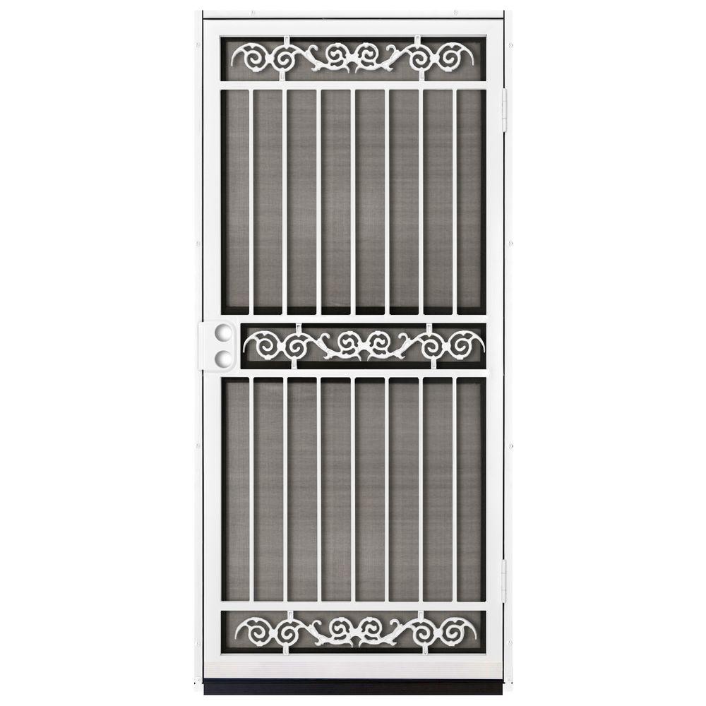 Unique Home Designs 36 In X 80 In Sylvan White Surface Mount Outswing Steel Security Door With Insect Screen