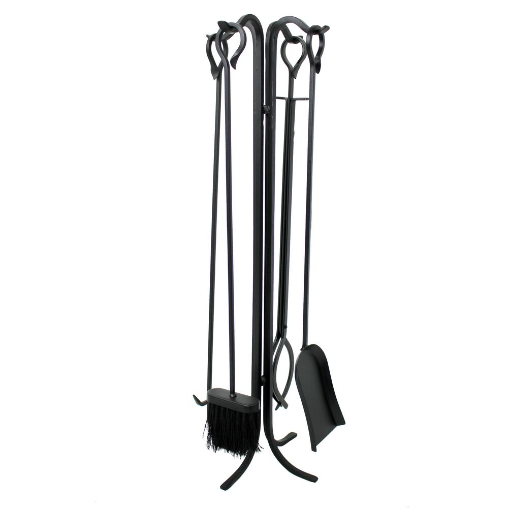 Habitat 4 Piece Shepherd S Hook Fireplace Tool Set Black Hfpts5 Bk