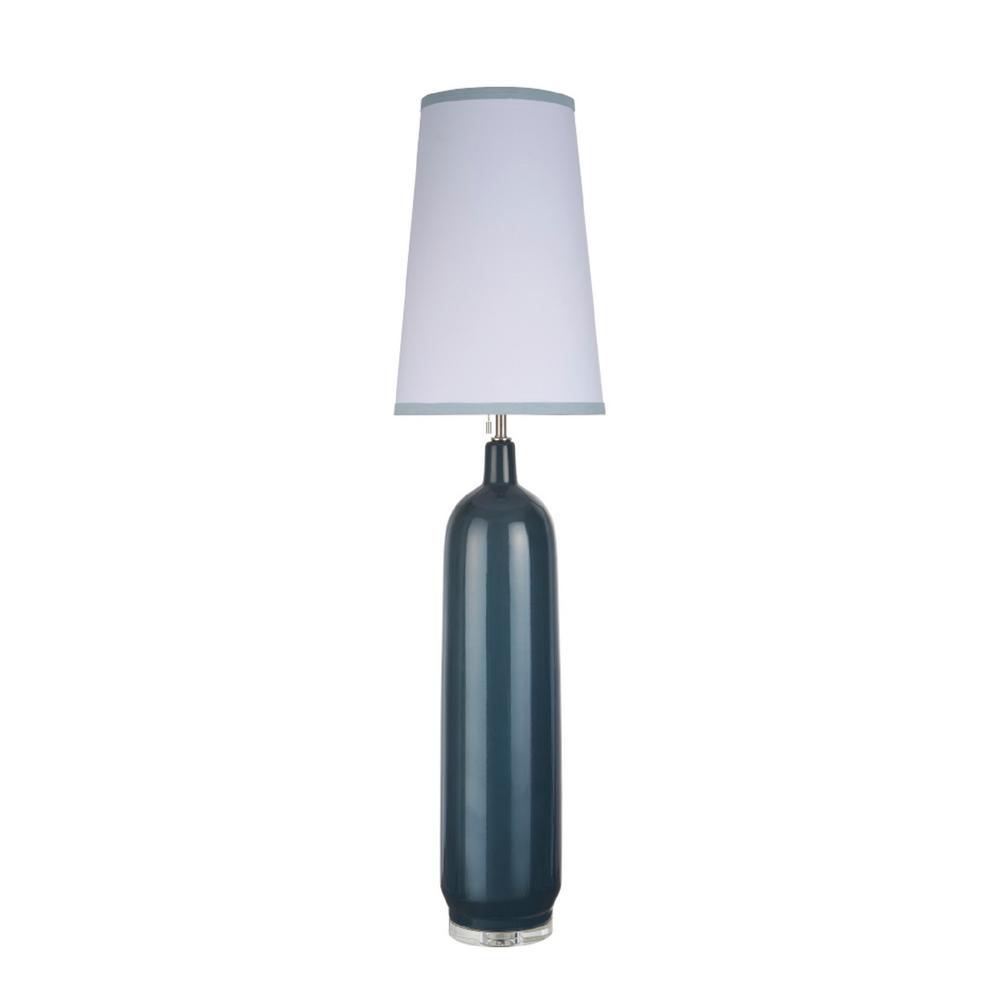 Aspen Creative Corporation 56 In Slate Blue Ceramic Floor Lamp With Slate Blue Ceramic Floor Lamp With Empire Shaped Shade In White