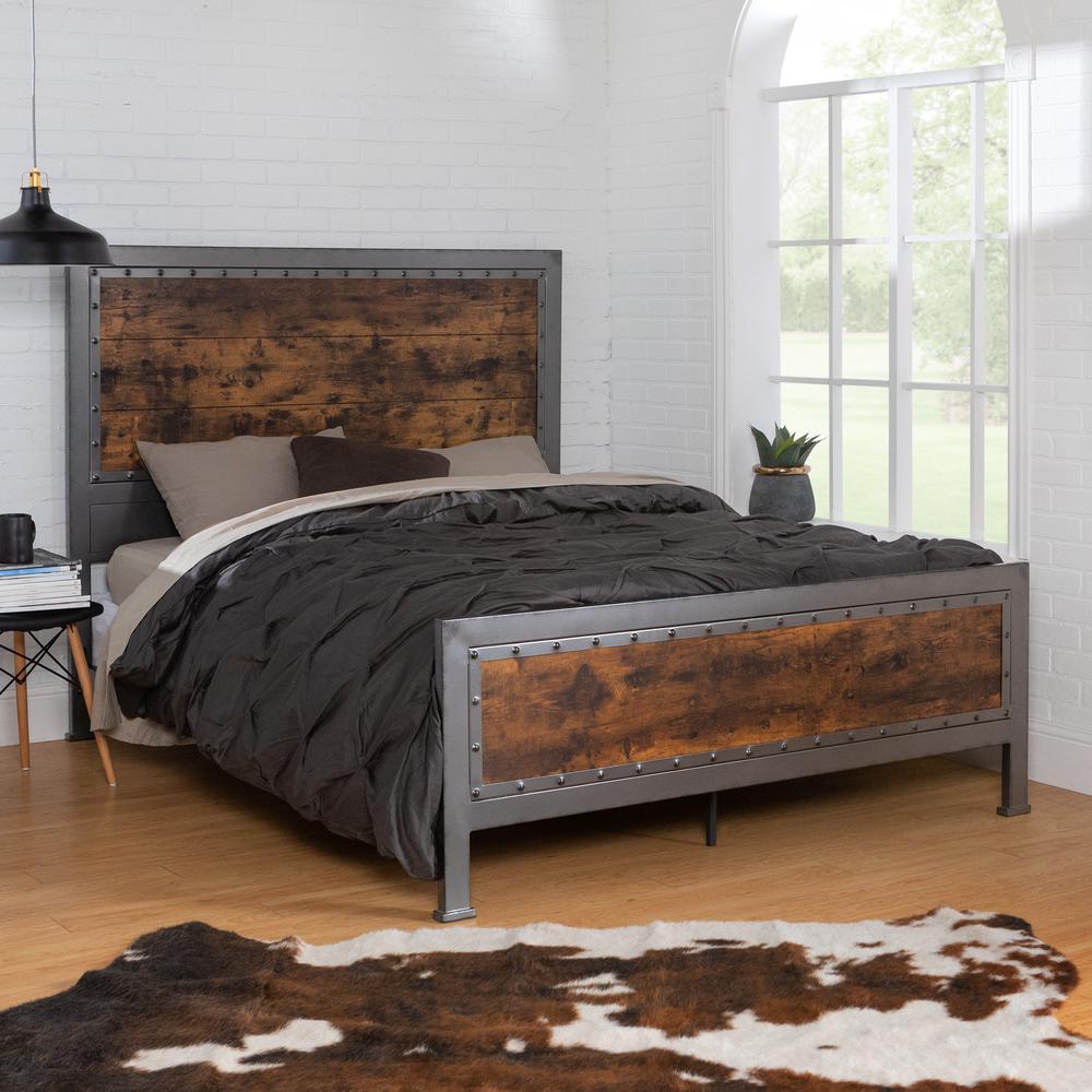 Brown Rustic Bed Frames Bedroom Furniture The Home Depot