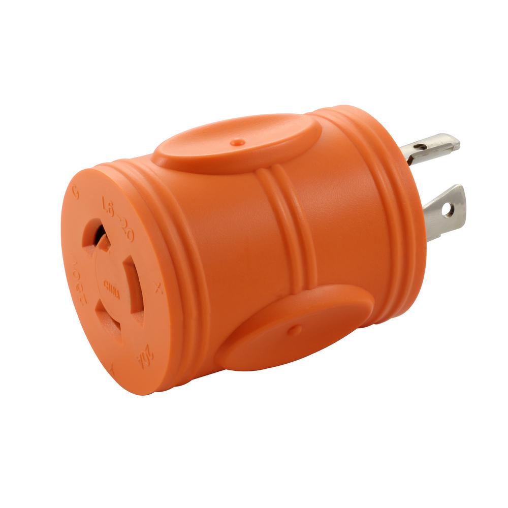 AC WORKS Locking Adapter 4 Prong 20 Amp 125 250 Volt NEMA L14 20P   Orange Ac Works Plug Adapters Adl1420l620 64 1000 