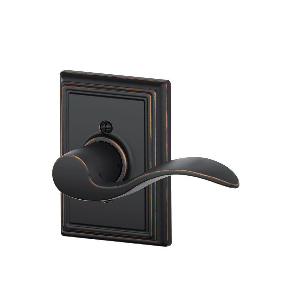 Schlage Accent Aged Bronze Right Handed Dummy Door Lever With Accent Aged Bronze Right Handed Dummy Door Lever With Addison Trim