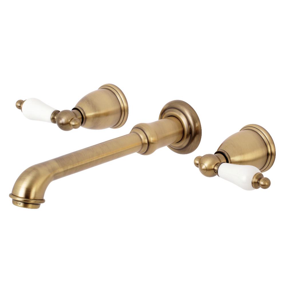 Kingston Brass English Country 2 Handle Wall Mount Bathroom Faucet In Vintage