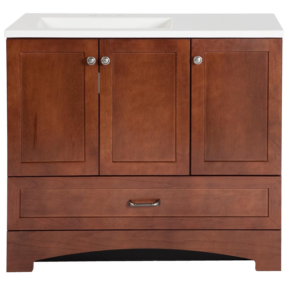 Glacier Bay Lancaster 36 in. W x 19 in. D Bath Vanity in Amber with AB
