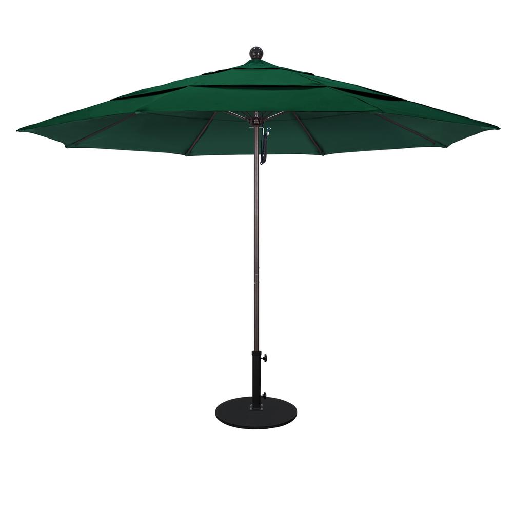 California Umbrella 11 Ft Matted White Aluminum Market Patio Umbrella With Fiberglass Ribs Pulley Lift In Forest Green Sunbrella Alto118117 5446 Dwv The Home Depot