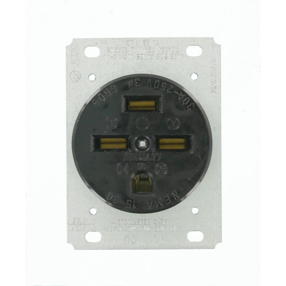 Leviton 30 Amp 250-Volt 3-Phase Flush Mounting Grounding Locking Outlet ...