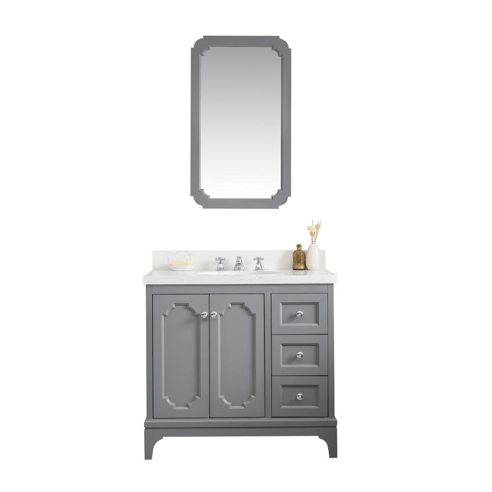 Water Creation Queen 36 In Bath Vanity In Cashmere Grey With Quartz Carrara Vanity Top With Ceramics White Basins And Faucet Vqu036qccg07 The Home Depot