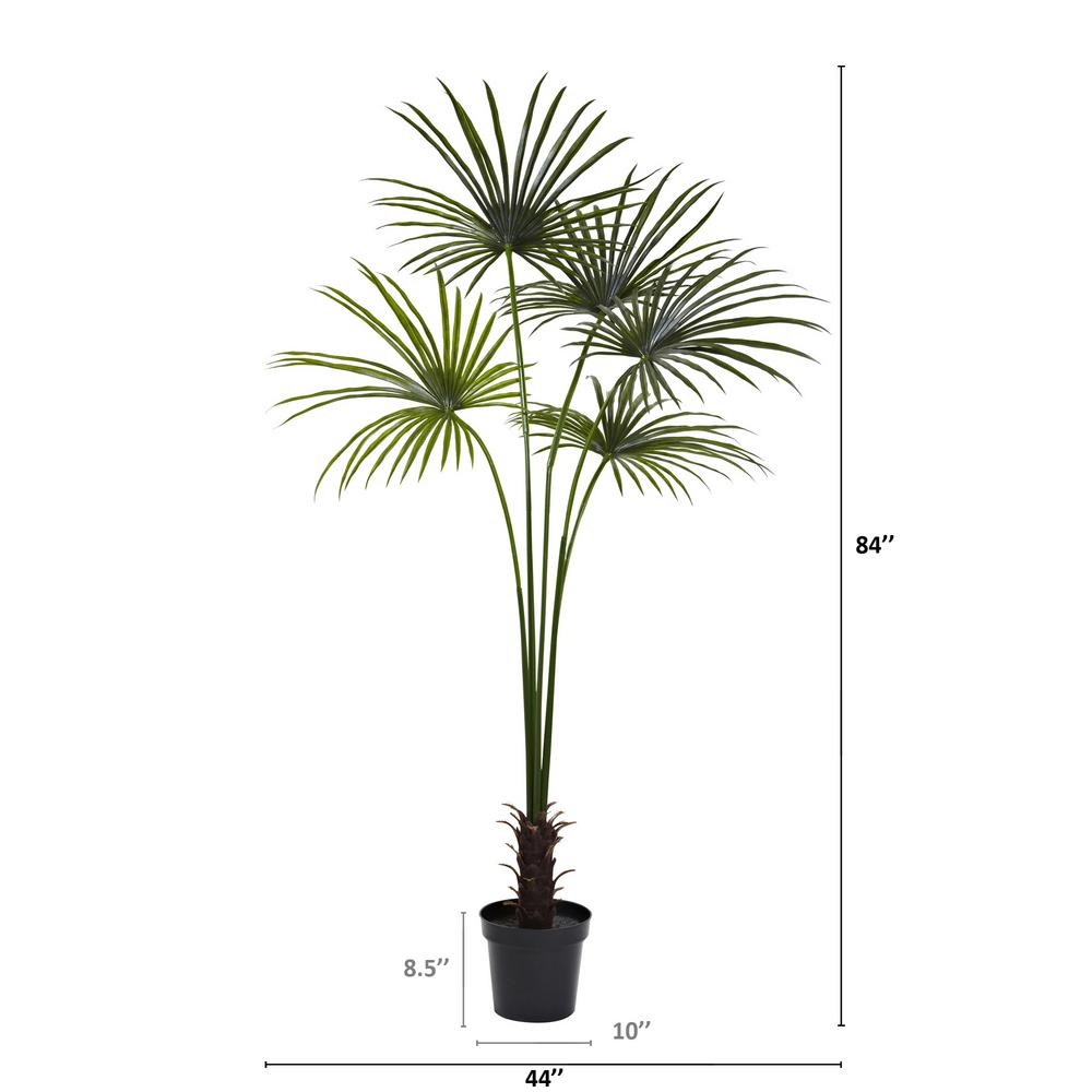 Nearly Natural 7 Ft Uv Resistant Indoor Outdoor Fan Palm Tree 5447 The Home Depot