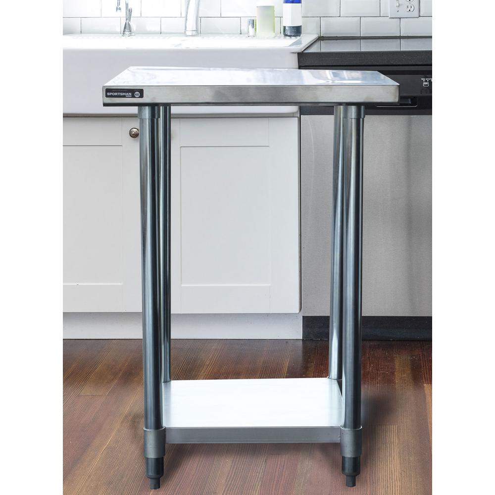 Sportsman Stainless Steel Kitchen Utility Table With Bottom Shelf