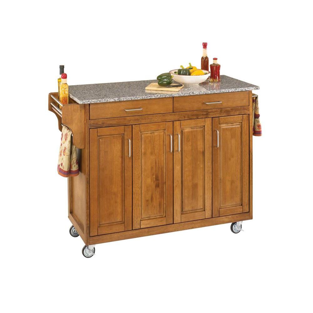 Home Styles CreateaCart Warm Oak Kitchen Cart With Black Granite Top